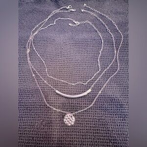 Silver Tone Necklace Trio